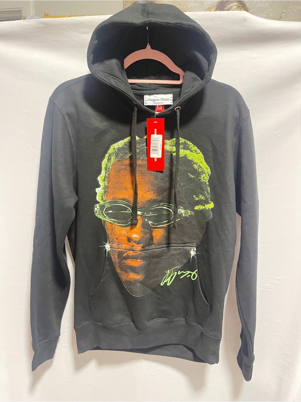 Nostalgia Black Hoodie with Neon Green and Orange Graphic